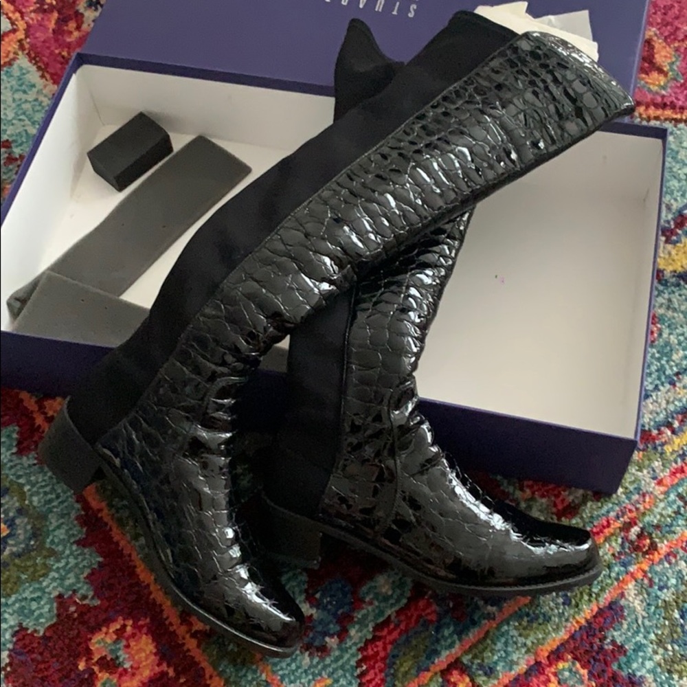 Stuart Weitzman Croc Embossed Over the Knee Boots